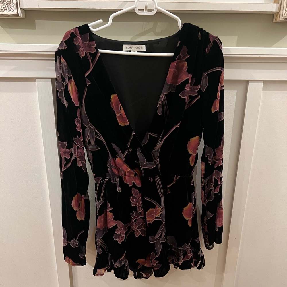 Honey Punch Evelyn Velvet Romper